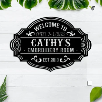 Custom Embroidery Room Metal Sign, Embroidery Room Decor, Welcome Sign, Gift For Grandma, Mother, Wife