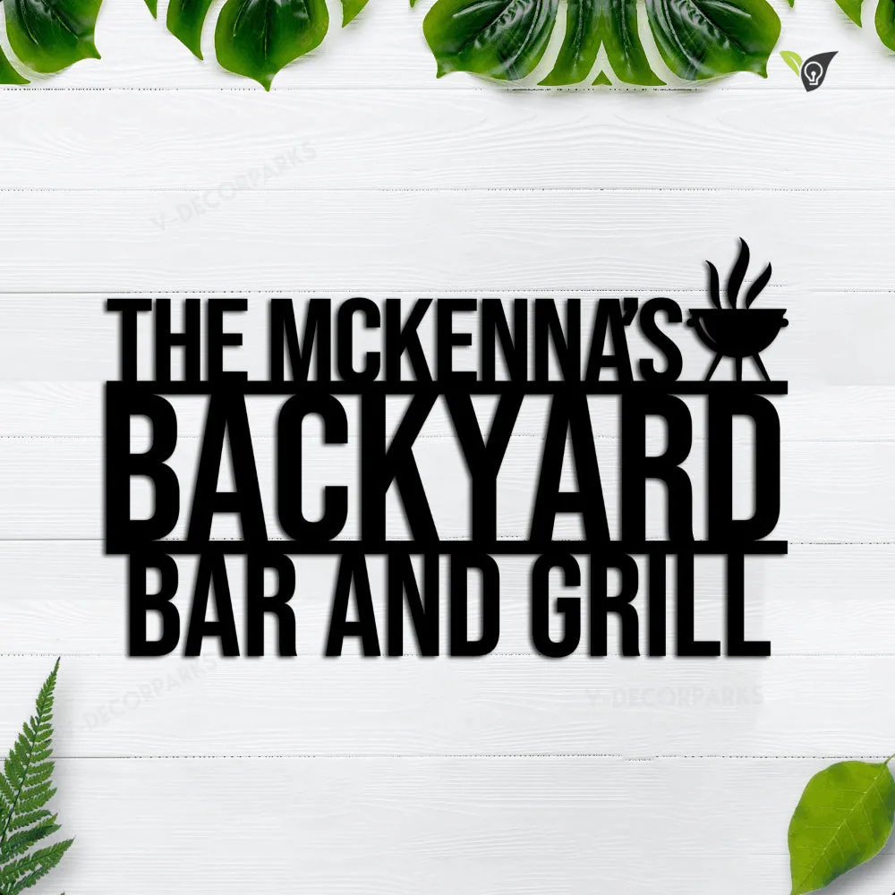 TEXT-LUA-1.webp Custom Bar And Grill Sign, Personalized Outdoor Sign, Bar And Grill Sign, Metal Bbq Sign, Outdoor Kitchen Metal Signs