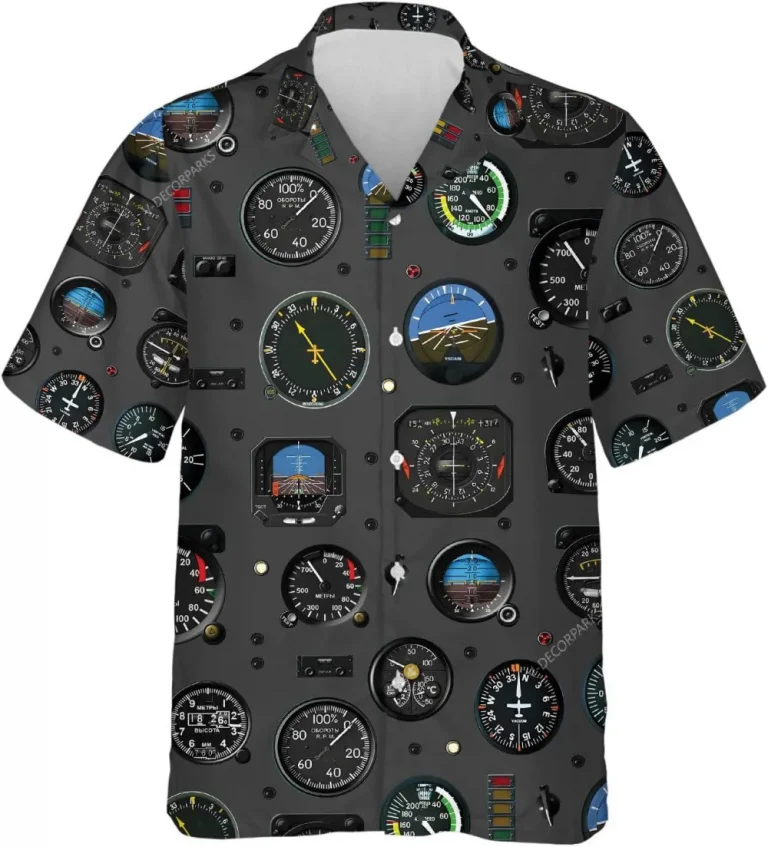 Air Force Pilot Watch Men's Hawaiian Shirts, Casual Printed Button Down Hawaiian Shirts For Men Women, Pilot Gift, Short Sleeve Summer Beach Shirt