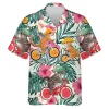 Funny Cat Cycling Hawaiian Shirts For Men Women, Tropical Fruits Bike Summer Beach Shirt, Aloha Shirts, Bicycle Lovers Button Down Short Sleeve Shirt