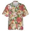 Persian Cat Hawaiian Shirt For Men Women, Tropical Hibiscus Summer Beach Shirts, Cat Aloha Shirts, Cat Lovers Button Down Short Sleeve Hawaiian Shirts