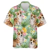 Pineapple Corgi Hawaiian Shirt For Men Women, Lovely Dog Summer Beach Shirts, Dog Aloha Shirts, Dog Lovers Button Down Short Sleeve Hawaiian Shirt