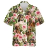 Funny Dachshund Hawaiian Shirts, Tropical Cactus Summer Beach Shirts, Lovely Dachshund Aloha Shirts, Dog Lovers Button Down Short Sleeve Shirts