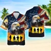 Eagle Hawaiian Shirts For Men, Memorial Veterans Mens Hawaiian Shirts, Patriotic American Soldiers Short Sleeve, 4th Of July Casual Button Down Shirts