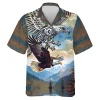 Polynesian Eagle Hawaiian Shirts For Men Women, Native Eagle Summer Beach Shirts, Mountain Scene Button Down Short Sleeve Shirts, Eagle Aloha Shirts