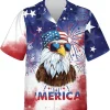 Merica Eagle Hawaiian Shirts, Funny Eagle Merica Summer Beach Shirts, Independence Day Button Down Short Sleeve Shirt, Patriotic Eagle Hawaiian Shirt