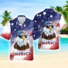 Merica Eagle Hawaiian Shirts, Funny Eagle Merica Summer Beach Shirts, Independence Day Button Down Short Sleeve Shirt, Patriotic Eagle Hawaiian Shirt