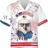 Powerful American Eagle Hawaiian Shirts For Men, Patriotic Shirt, Casual Button Down Short Sleeve Shirt, American Flag Hawaiian Aloha Shirt