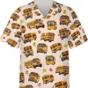 School Bus Button Down Hawaiian Shirt For Men, School Days Aloha Shirt, Back To School Shirt, Bus Driver Button Vintage Aloha Hawaii Shirt