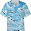 Airplane And Blue Sky Hawaiian Shirt For Men, Airplane Summer Beach Shirt, Casual Button Down Shirt Short Sleeve, Pilot Gift, Hawaiian Aloha Shirt