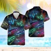 Neon Airplane Hawaiian Shirt For Men, Colorful Plane Summer Beach Shirt, Neon Button Down Shirt Short Sleeve, Aircraft Hawaiian Style Shirts