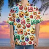 V-decorparks Colorful Fruits Hawaiian Shirt For Men Women, Funny Fruits Summer Beach Shirts, Fruits Button Down Short Sleeve Shirts, Cruise Shirts