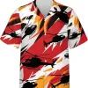 Helicopter Hawaiian Shirt For Men, Airplane Short Sleeve Button Down Shirt, Summer Aloha Shirt, Casual Printed Beach Summer Shirt, Vacation Shirt