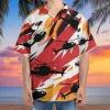 Helicopter Hawaiian Shirt For Men, Airplane Short Sleeve Button Down Shirt, Summer Aloha Shirt, Casual Printed Beach Summer Shirt, Vacation Shirt