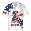 Merica Labrador Beer Hawaiian Shirts, American Flag Summer Beach Shirt, Fireworks 4th Of July Button Down Short Sleeve Shirts, Patriotic Aloha Shirts