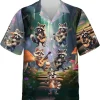 Raccoon Playing Guitar And Singing Hawaiian Shirts, Raccoon Summer Beach Shirt, Raccoon Aloha Shirt, Casual Printed Hawaiian Shirt