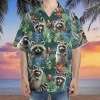 Jungle Raccoon Hawaiian Shirt For Men Women, Tropical Summer Beach Shirts, Funny Raccoon Aloha Shirts, Raccoon Lovers Button Down Short Sleeve Shirts