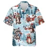 Christmas Raccoon Hawaiian Shirt For Men Women, Snowy Raccoon Summer Beach Shirts, Raccoon Aloha Shirts, Raccoon Lovers Button Down Short Sleeve Shirt