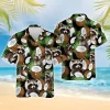 Coconut Raccoon Hawaiian Shirt For Men Women, Tropical Fruits Summer Beach Shirt, Raccoon Aloha Shirts, Raccoon Lovers Button Down Short Sleeve Shirt