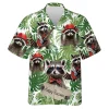 Happy Raccoon Hawaiian Shirt For Men Women, Tropical Summer Beach Shirt, Music Raccoon Aloha Shirts, Raccoon Lovers Button Down Short Sleeve Shirt
