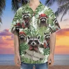 Happy Raccoon Hawaiian Shirt For Men Women, Tropical Summer Beach Shirt, Music Raccoon Aloha Shirts, Raccoon Lovers Button Down Short Sleeve Shirt