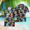 Colorful Skull Tropical Pattern Hawaiian Shirts For Men Women, Floral Skull Tropical Summer Beach Aloha Button Down Short Sleeve Mens Hawaiian