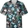 Skull And Snake Tropical Pattern Hawaiian Shirt For Men Women, Skull Tropical Beach Shirt, Hawaiian Casual Button Down Shirt, Summer Aloha Beach Shirt