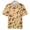 Taco Cactus Hawaiian Shirts, Mexican Culture Summer Beach Shirt, Mexican Sombrero Aloha Shirts, Cino De Mayo Button Down Short Sleeve Hawaiian Shirts