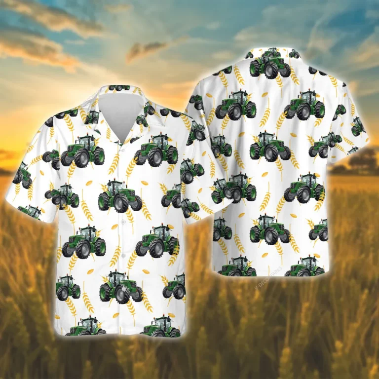 Fram Tractor Hawaiian Shirt For Men Women, Farm Truck And Wheat Summer Beach Shirt, Farmhouse Aloha Shirt,farmer Gift Button Down Short Sleeve Shirt
