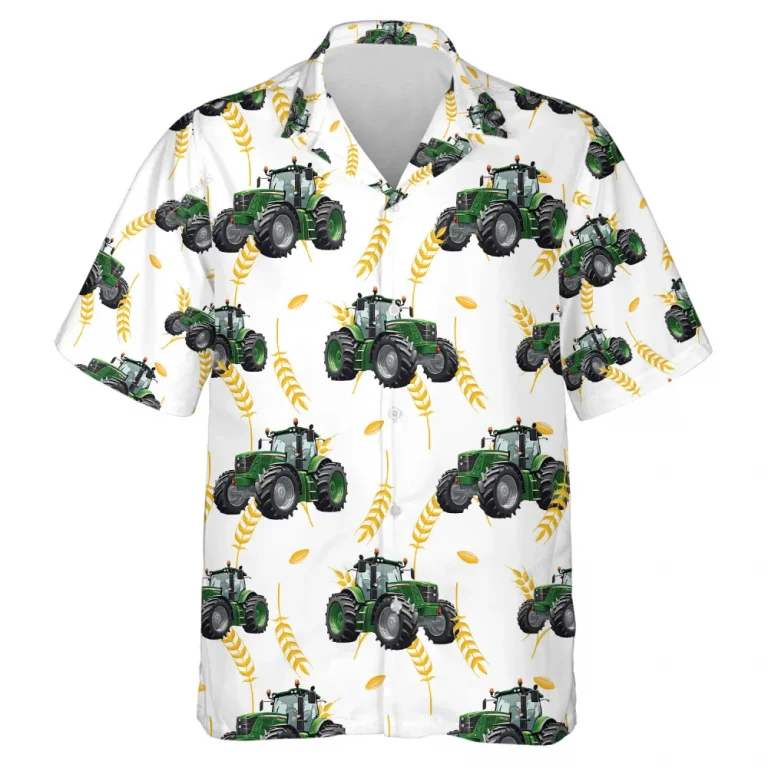 Fram Tractor Hawaiian Shirt For Men Women, Farm Truck And Wheat Summer Beach Shirt, Farmhouse Aloha Shirt,farmer Gift Button Down Short Sleeve Shirt