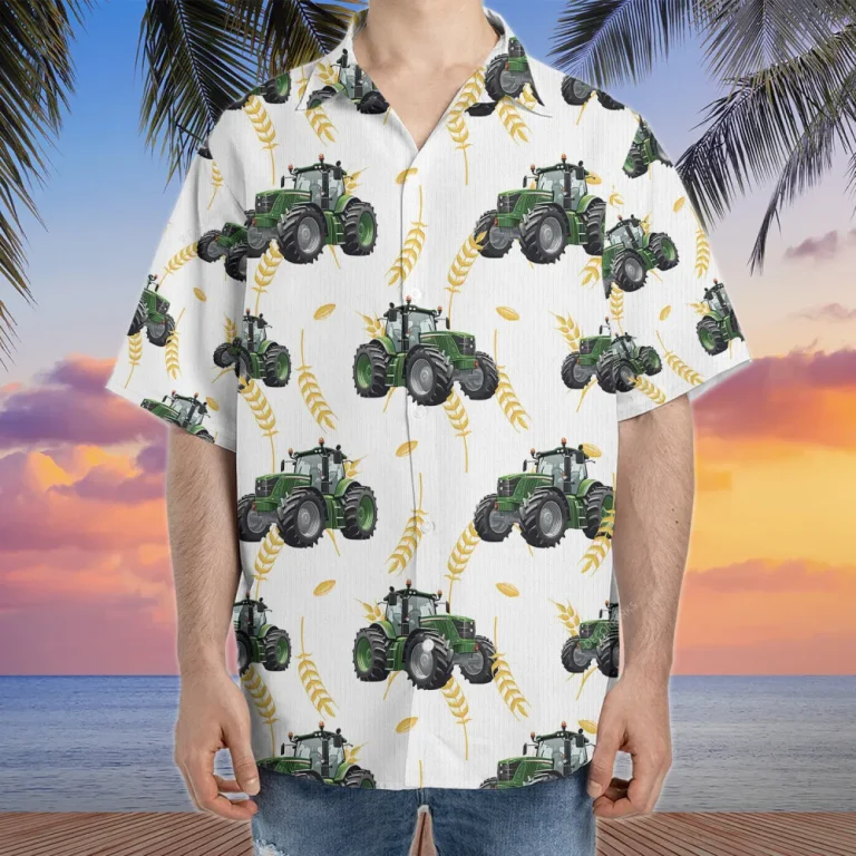 Fram Tractor Hawaiian Shirt For Men Women, Farm Truck And Wheat Summer Beach Shirt, Farmhouse Aloha Shirt,farmer Gift Button Down Short Sleeve Shirt