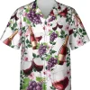 Grapes Wine Hawaiian Shirts For Men And Women, Wine Casual Printed Button Down Hawaiian Shirts, Short Sleeve Aloha Shirt, Summer Beach Shirt