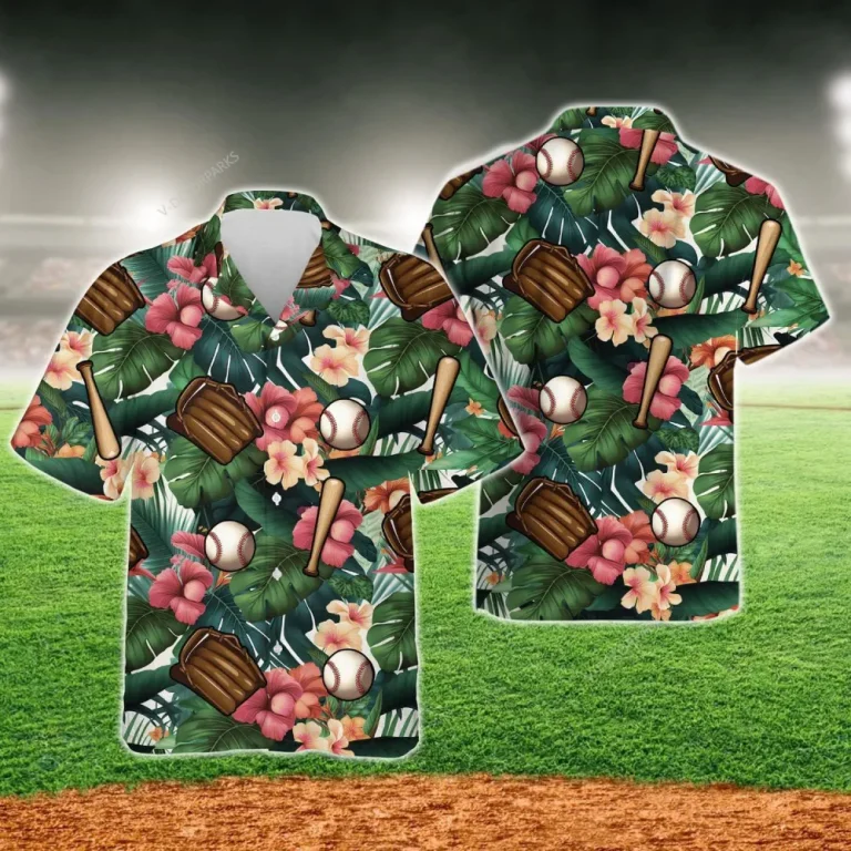 Baseball Tropical Pattern Hawaiian Shirt For Men Women, Tropical Beach Shirt, Baseball Aloha Shirt, Summer Men Hawaiian Shirt, Gift For Baseball Lover