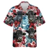 Black Angus Cow Hawaiian Shirts, Tropical Hibiscus Summer Shirts, Cow Lover Beach Shirt, Patriotic Casual Button Down Short Sleeve Shirt, Cruise Shirt
