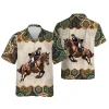 Jockey Mandala Hawaiian Shirts, Horse Racing Summer Beach Shirts, Christmas Aloha Shirts, Summer Button Down Short Sleeve Hawaiian Shirt, Cruise Shirt