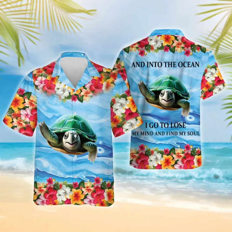 Sea Turtle Hawaiian Shirts For Men Women, Tropical Hibiscus Summer Shirts, Ocean Turtle Aloha Shirts, Turtle Lovers Button Down Short Sleeve Shirts