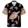 Tranquil Turtle Hawaiian Shirts For Men Women, Tropical Summer Shirts, Colorful Turtle Aloha Shirts, Turtle Lovers Button Down Short Sleeve Shirts