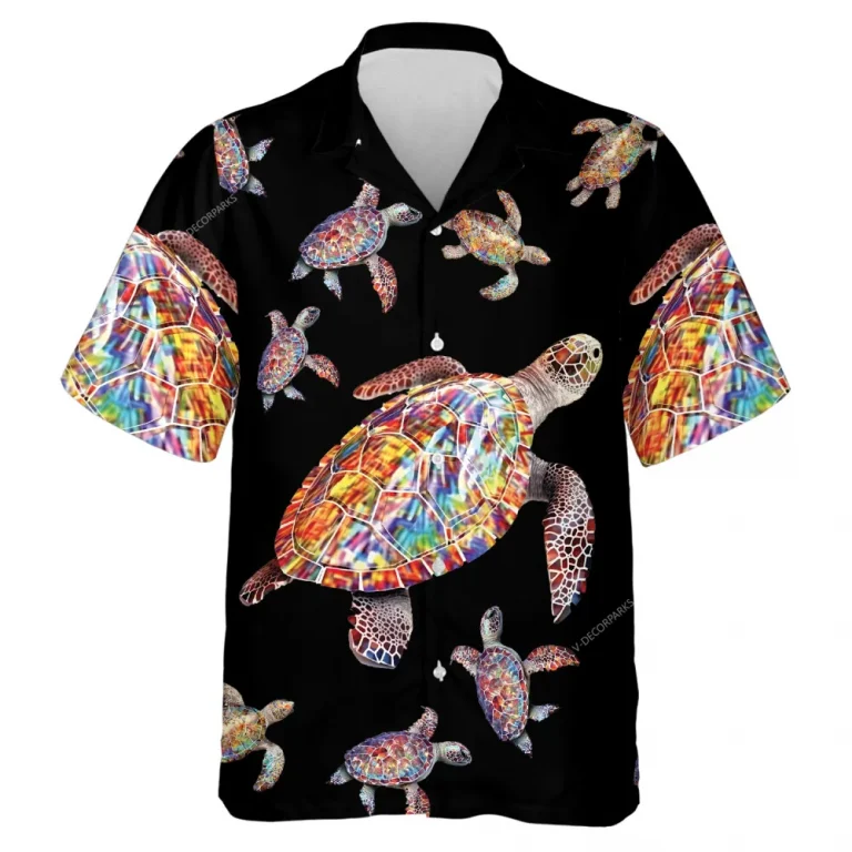 Tranquil Turtle Hawaiian Shirts For Men Women, Tropical Summer Shirts, Colorful Turtle Aloha Shirts, Turtle Lovers Button Down Short Sleeve Shirts