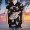 Tranquil Turtle Hawaiian Shirts For Men Women, Tropical Summer Shirts, Colorful Turtle Aloha Shirts, Turtle Lovers Button Down Short Sleeve Shirts
