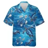 Sea Turtle Hawaiian Shirts For Men Women, Blue Ocean Tropical Summer Shirts, Sea Turtle Aloha Shirts, Turtle Lover Button Down Short Sleeve Shirts