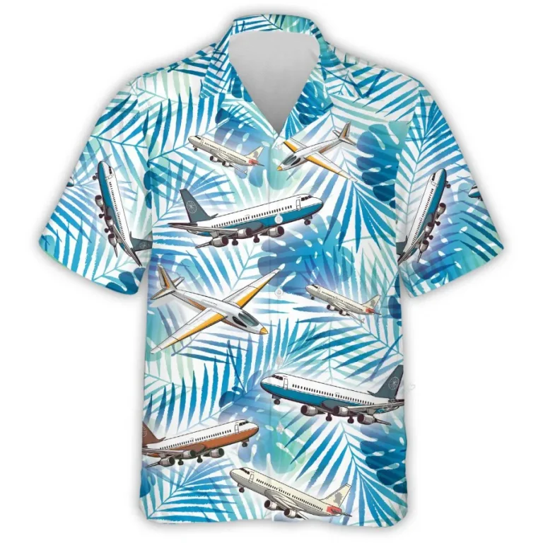 Airplane Hawaiian Shirts For Men Women, Tropical Plane Summer Beach Shirt, Airplane Button Down Short Sleeve Hawaiian Shirts, Mens Casual Aloha Shirts