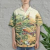 Airplane Hawaiian Shirt For Men Women, Colorful Plane Summer Beach Shirt, Airplane Button Down Short Sleeve Shirts, Tropical Summer Aloha Shirts