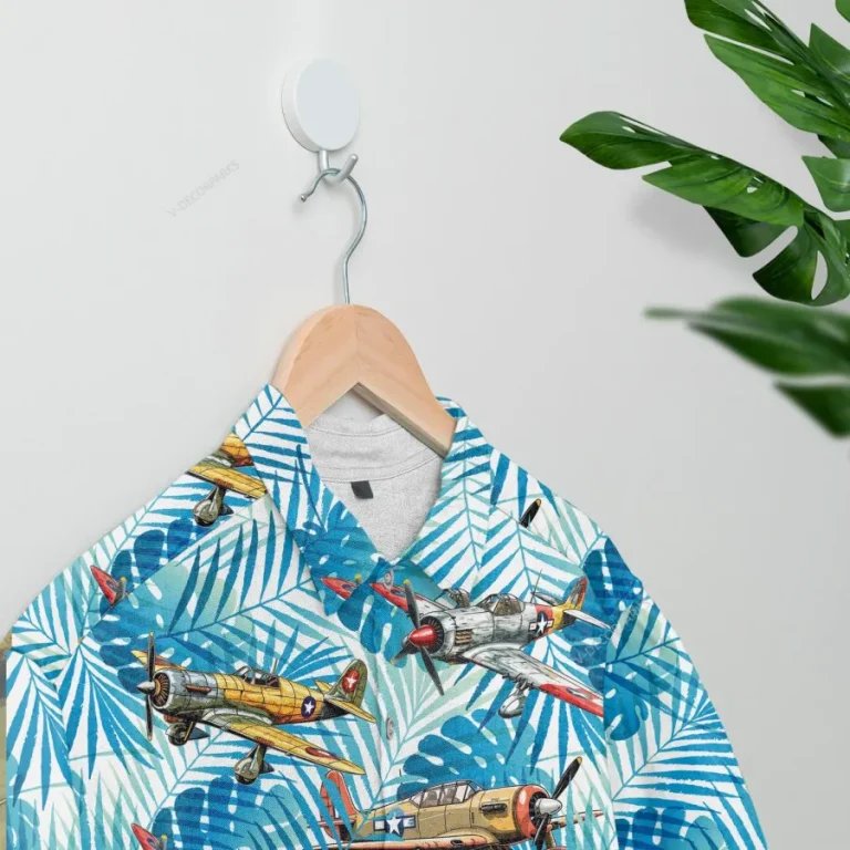 Tropical Aircraft Hawaiian Shirt For Men Women, Aircraft Summer Beach Shirt, Airplane Button Down Short Sleeve Shirts, Tropical Summer Aloha Shirts