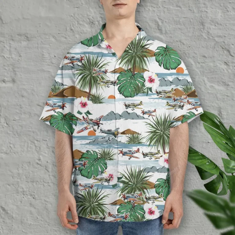 Tropical Aircraft Hawaiian Shirt For Men Women, Aircraft Summer Beach Shirt, Airplane Button Down Short Sleeve Shirts,tropical Summer Aloha Shirts