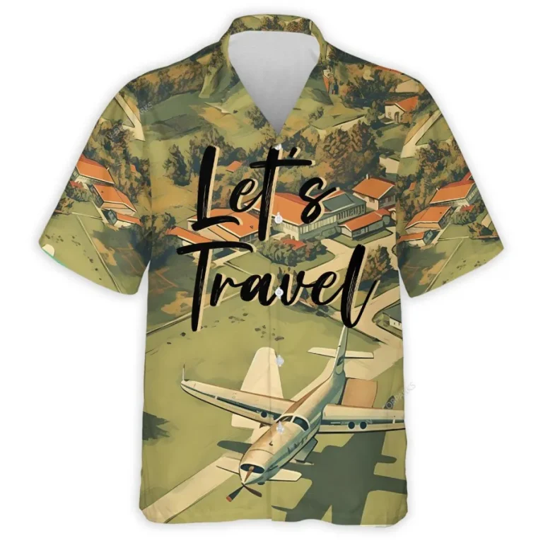 Vintage Airplane Hawaiian Shirt For Men Women, Aircraft Summer Beach Shirt, Airplane Button Down Short Sleeve Shirts, Travelling Summer Aloha Shirts