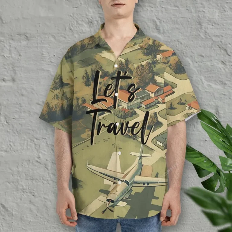 Vintage Airplane Hawaiian Shirt For Men Women, Aircraft Summer Beach Shirt, Airplane Button Down Short Sleeve Shirts, Travelling Summer Aloha Shirts