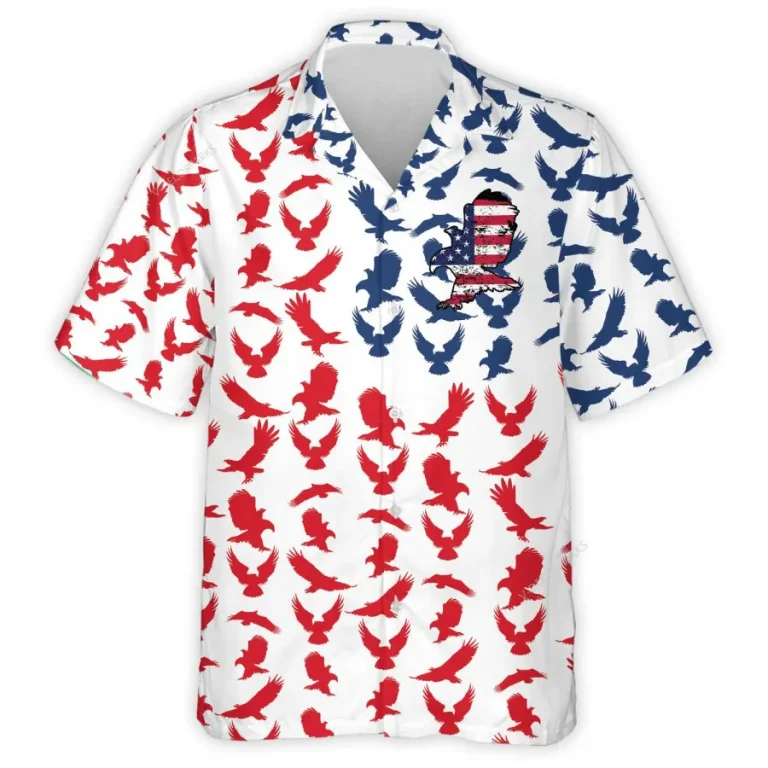 Patriotic Eagle Hawaiian Shirts For Men Women, American Flag Button Down Short Sleeve Shirt, Patriotic Aloha Shirt, 4th Of July Summer Beach Shirts