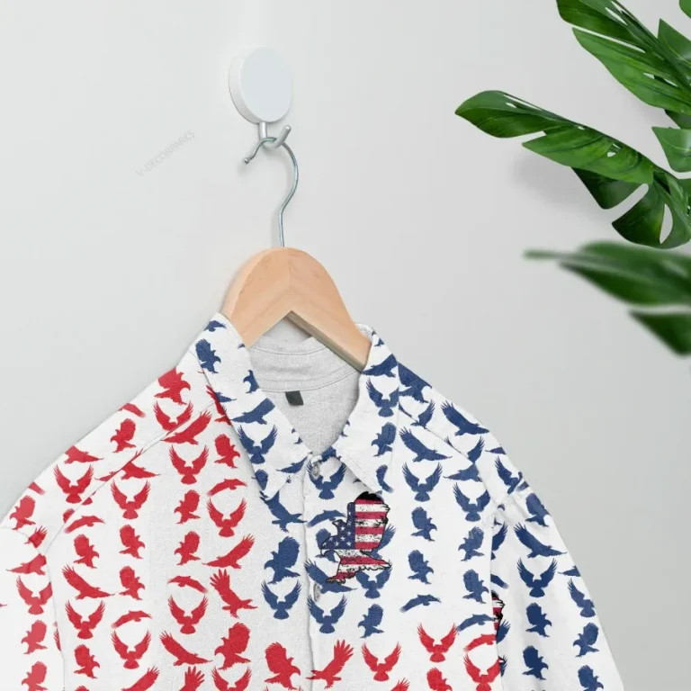 Patriotic Eagle Hawaiian Shirts For Men Women, American Flag Button Down Short Sleeve Shirt, Patriotic Aloha Shirt, 4th Of July Summer Beach Shirts