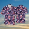 American Eagle Hawaiian Shirts For Men Women, American Flag Button Down Short Sleeve Shirt, Patriotic Aloha Shirt, 4th Of July Summer Beach Shirts