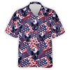 American Eagle Hawaiian Shirts For Men Women, American Flag Button Down Short Sleeve Shirt, Patriotic Aloha Shirt, 4th Of July Summer Beach Shirts